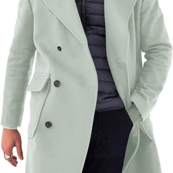 Men's Trench Coat: Slim-Fit Double-Breasted Long Overcoat, Classic Autumn/Winter Outerwear