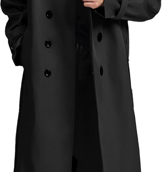 Men's Trench Coat — Long Jacket / Coat — Loose-Fit Casual Windbreaker
