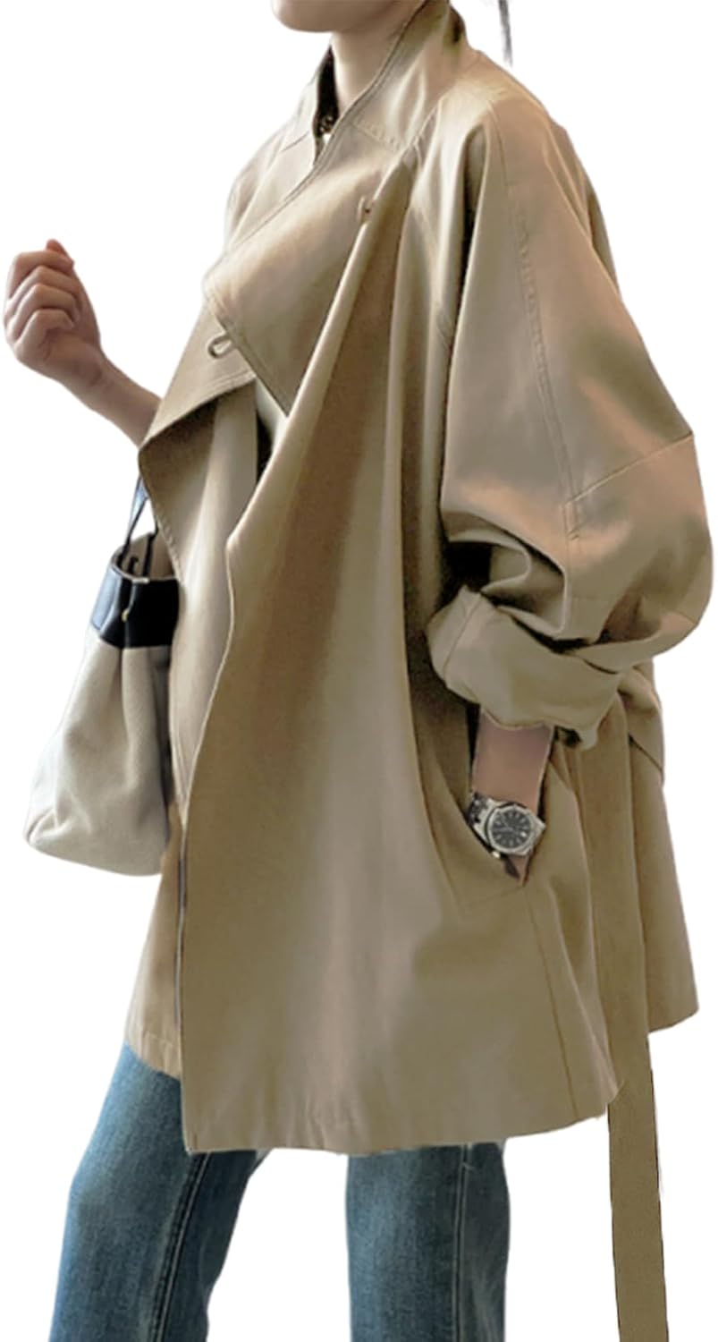 Women's Open-Front Trench Coat (New for Autumn 2026) – Stylish Stand Collar Windproof Coat (Belted) - Image 2