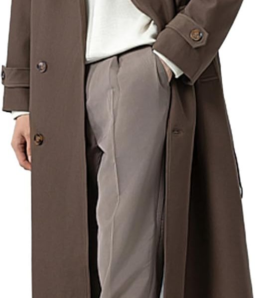 Men's Trench Coat — Long Overcoat — Loose-Fit Casual Windbreaker
