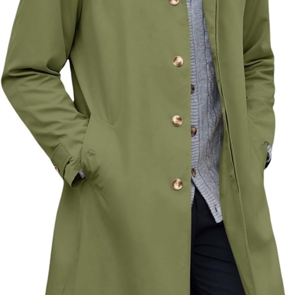 Men's Trench Coat: Single-Breasted Casual Slim-Fit Windbreaker, Lightweight Lapel Long Overcoat
