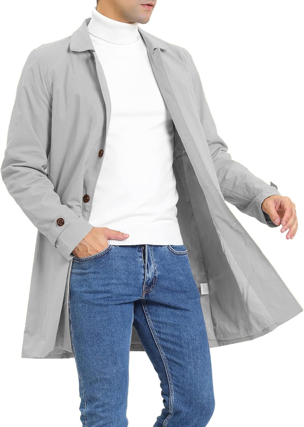 Men's Trench Coat: Slim-Fit Single-Breasted Casual Long Jacket, Lightweight Lapel Autumn Windbreaker - Image 2
