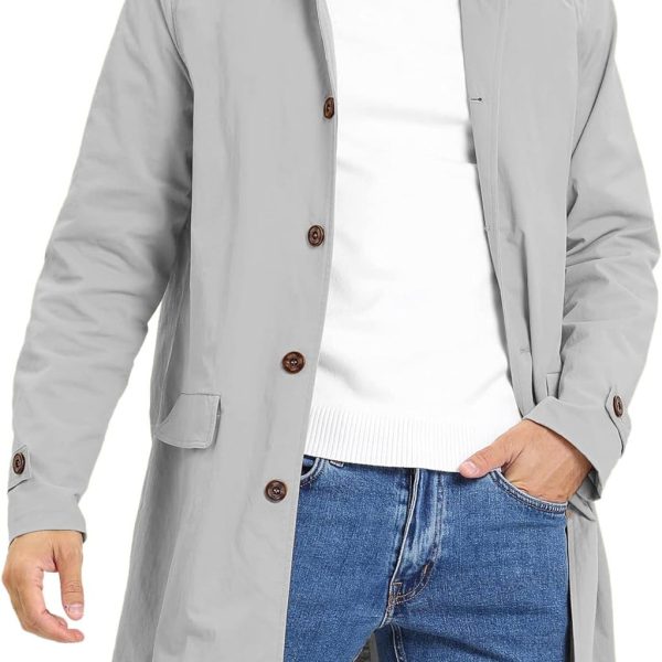 Men's Trench Coat: Slim-Fit Single-Breasted Casual Long Jacket, Lightweight Lapel Autumn Windbreaker