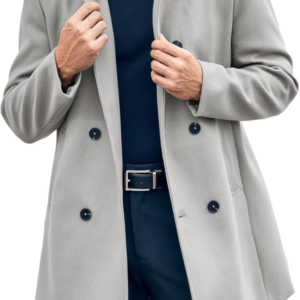 Men's Mid-Length Trench Coat: Winter Double-Breasted Pea Coat, Casual Business Warm Overcoat